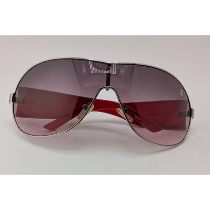 Rocawear Shield-Style Sunglasses Gradient Lens Red Temples Silver Frame 73mm Lens Width Lightly Worn