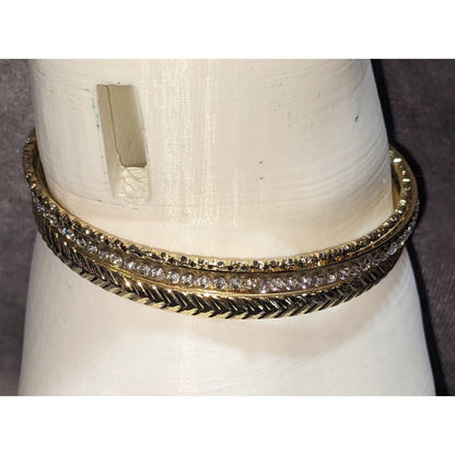 DBello Accessories 3-Piece Gold Tone Rhinestone Bangle Set 8 Inches