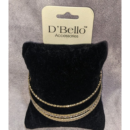 DBello Accessories 3-Piece Gold Tone Rhinestone Bangle Set 8 Inches