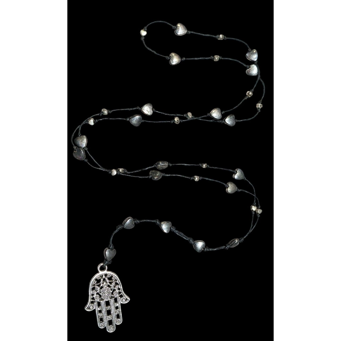 Bohemian Heart Beaded Hamsa Pendant Necklace