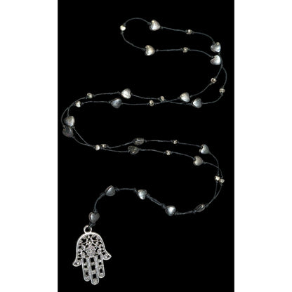Bohemian Heart Beaded Hamsa Pendant Necklace