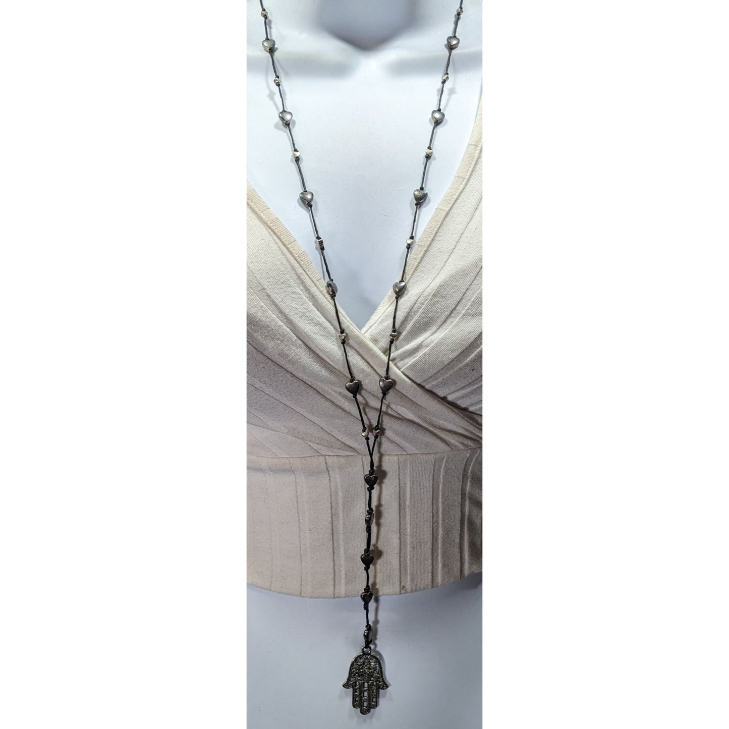 Bohemian Heart Beaded Hamsa Pendant Necklace
