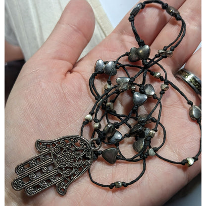 Bohemian Heart Beaded Hamsa Pendant Necklace