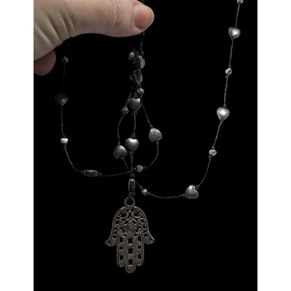 Bohemian Heart Beaded Hamsa Pendant Necklace