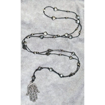 Bohemian Heart Beaded Hamsa Pendant Necklace