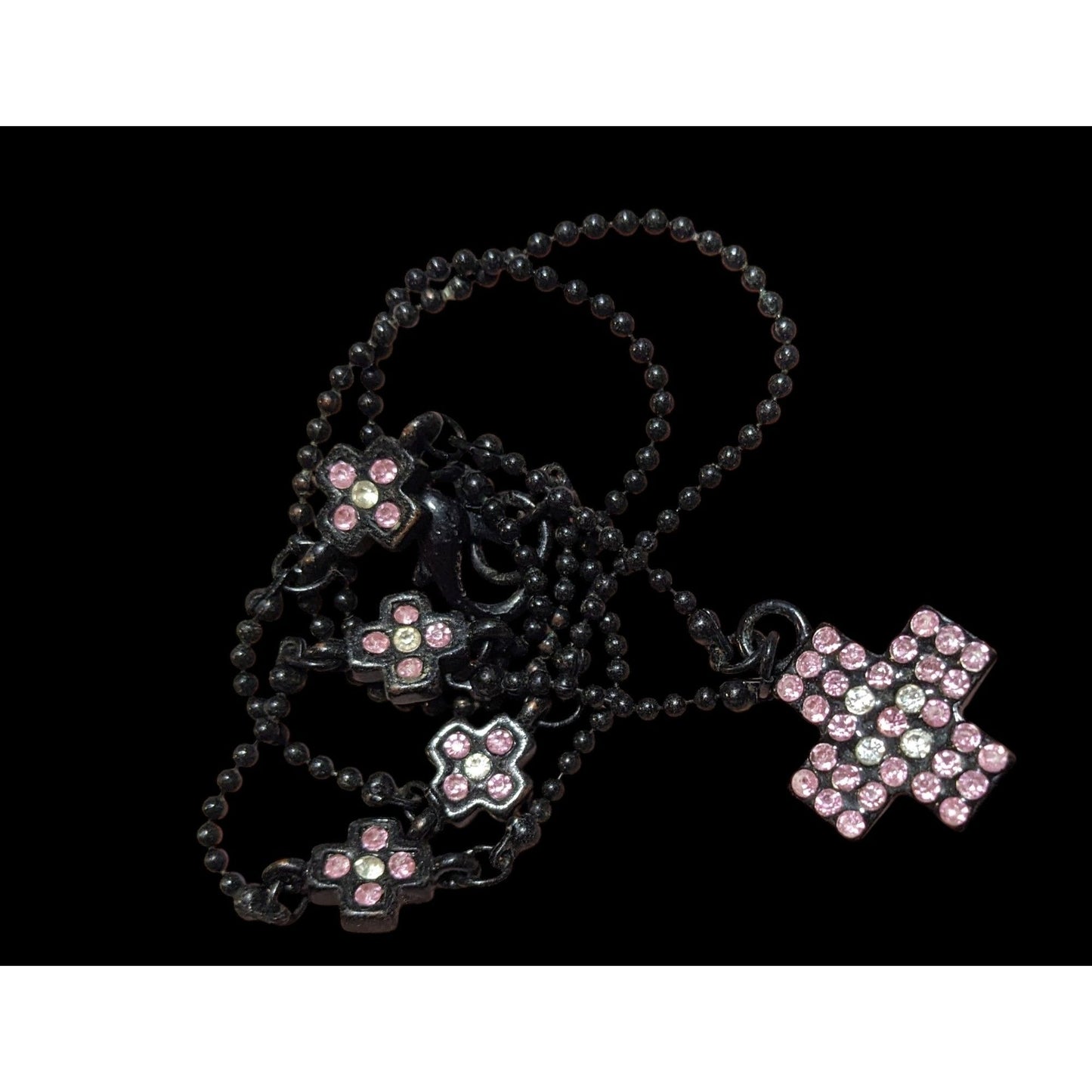 Minimalist Pastel Goth Rhinestone Cross Necklace