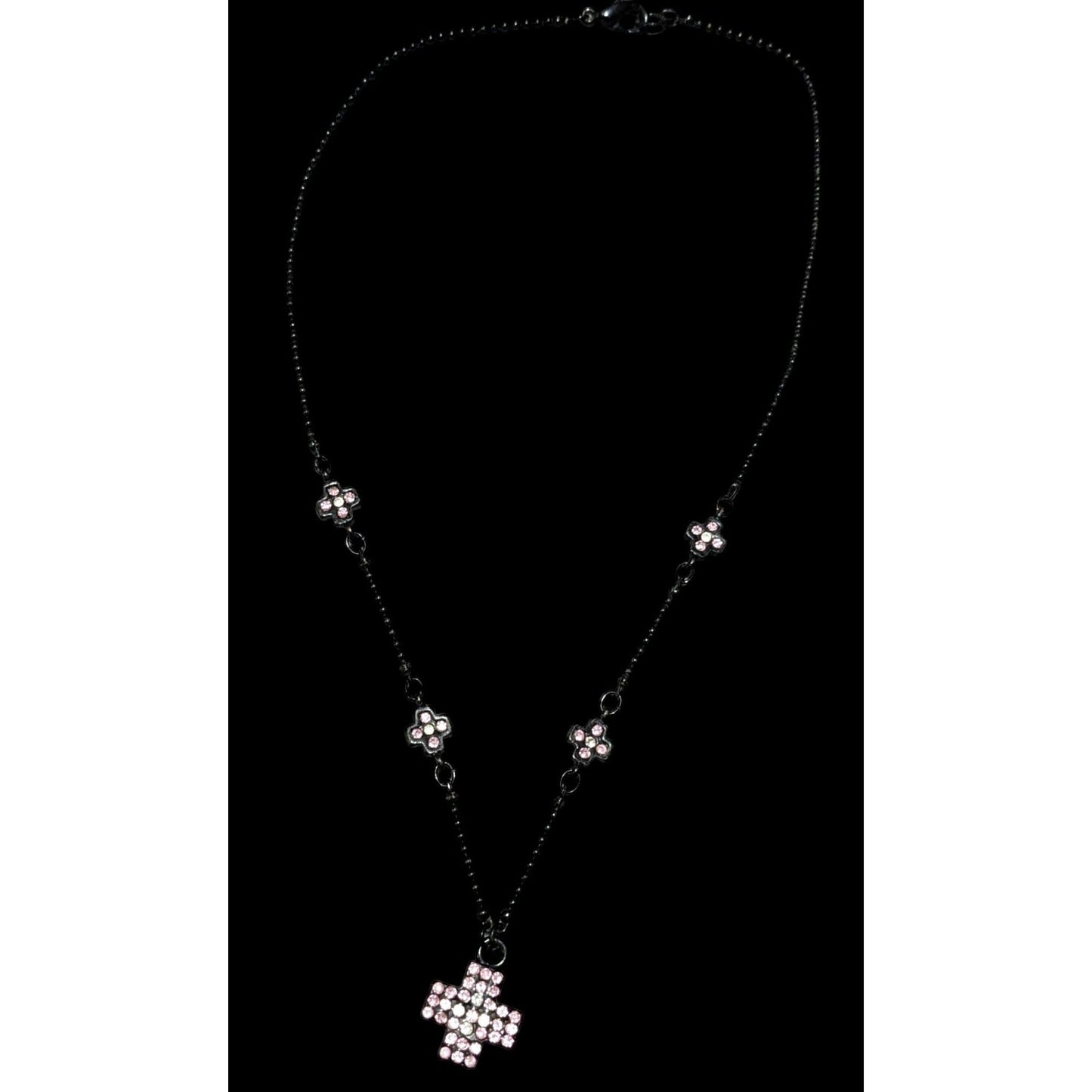 Minimalist Pastel Goth Rhinestone Cross Necklace