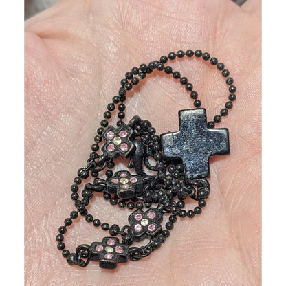 Minimalist Pastel Goth Rhinestone Cross Necklace