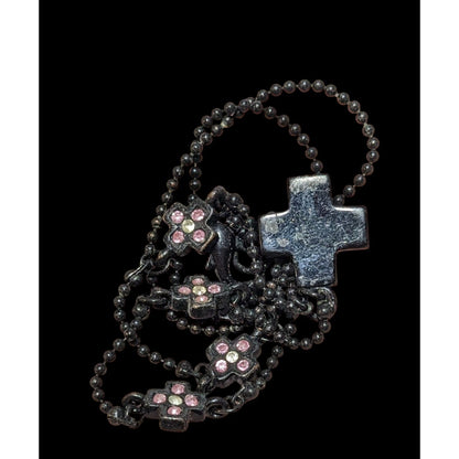 Minimalist Pastel Goth Rhinestone Cross Necklace