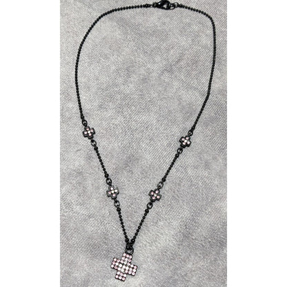 Minimalist Pastel Goth Rhinestone Cross Necklace