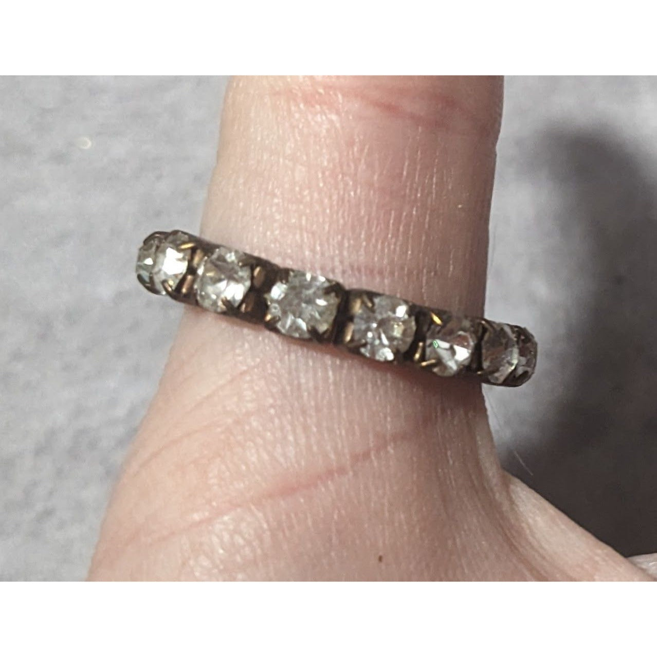 Chunky Oversized Rhinestone Link Fashion Ring Size 12 1/2