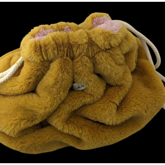 Faux Fur Drawstring Bag Golden Brown Zara Kids 13x10 Inches