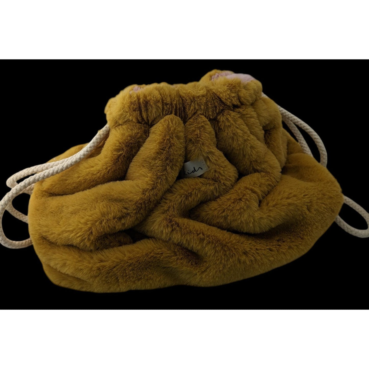 Faux Fur Drawstring Bag Golden Brown Zara Kids 13x10 Inches
