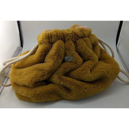 Faux Fur Drawstring Bag Golden Brown Zara Kids 13x10 Inches