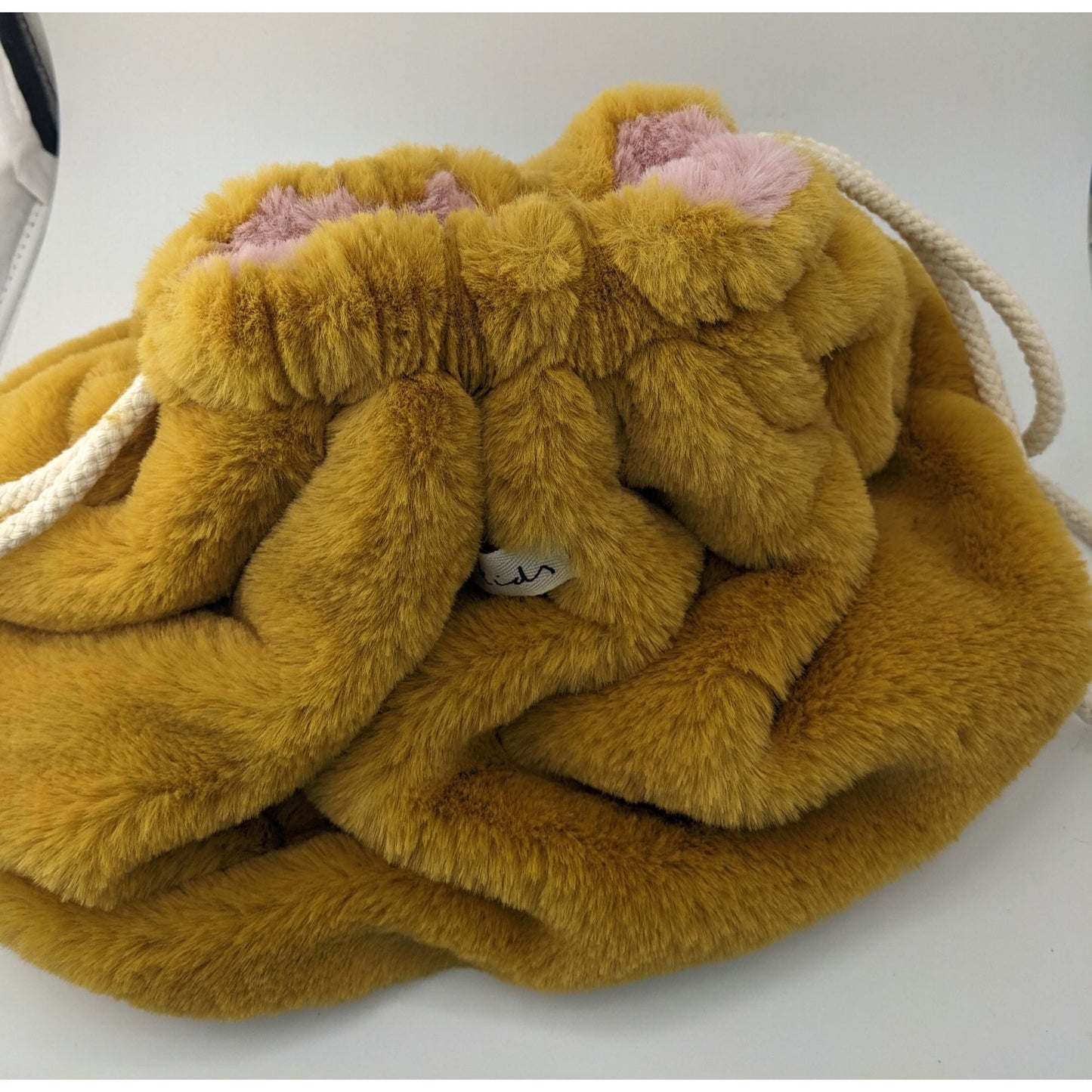 Faux Fur Drawstring Bag Golden Brown Zara Kids 13x10 Inches