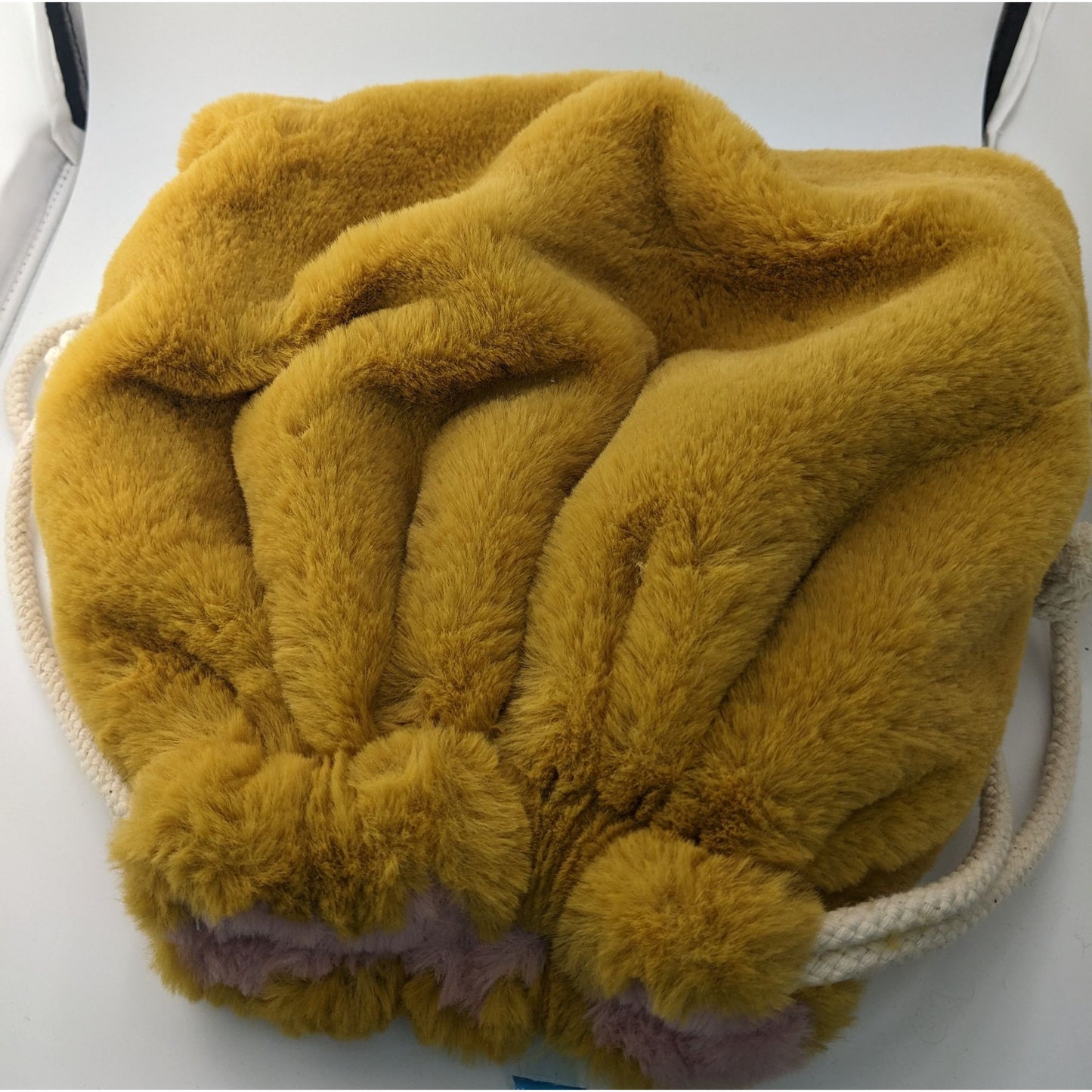 Faux Fur Drawstring Bag Golden Brown Zara Kids 13x10 Inches