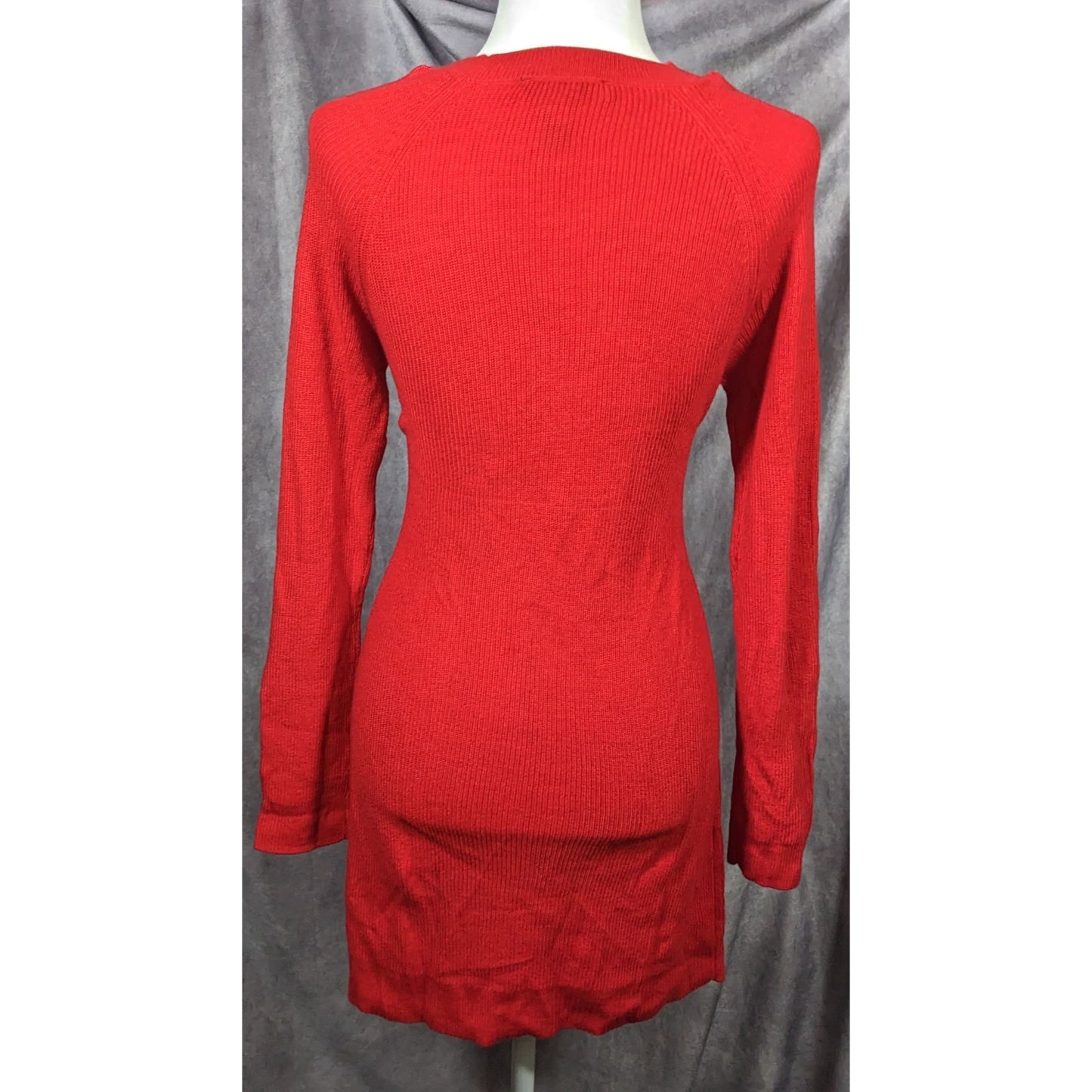 INC International Concepts Red With Gold Buttons Sweater Dress