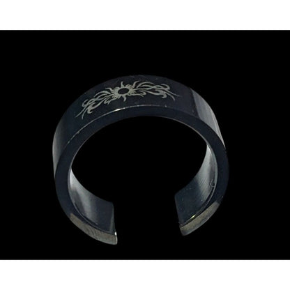 Black Stainless Steel Tribal Sun Design 316L Ring Size 10 1/2