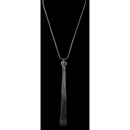 Jules Grey And Gold Tone Slinky Chain Tassel Necklace