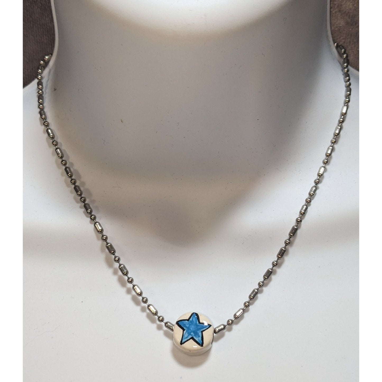 Hand-Painted Blue Star Necklace