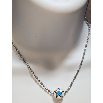 Hand-Painted Blue Star Necklace