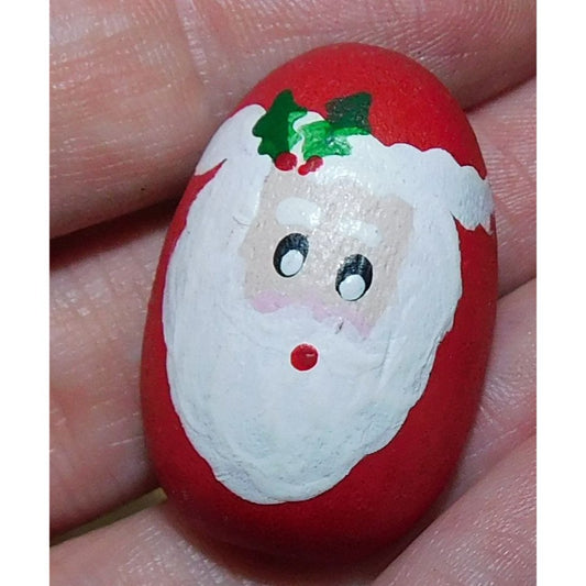 Handmade Wooden Santa Painted Oval Shaped Brooch