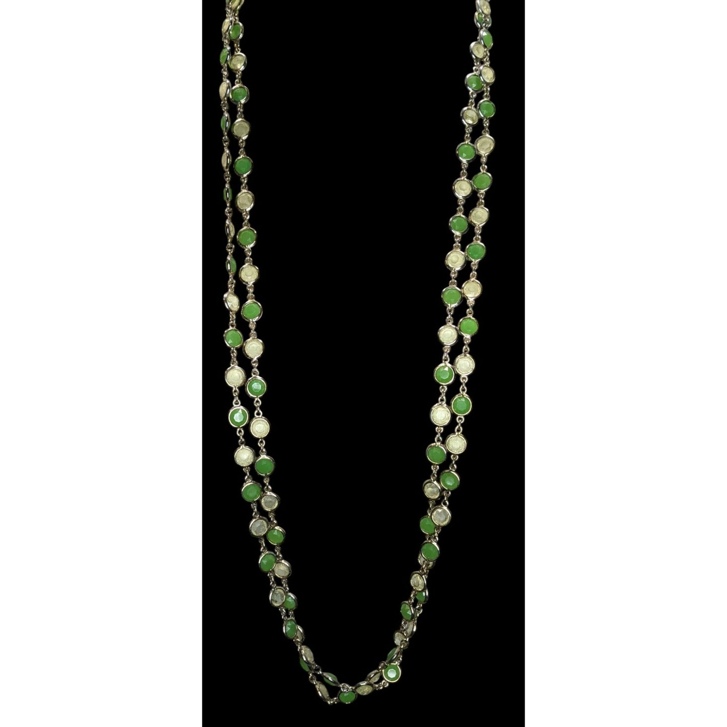 Vintage Talbots Layered Necklace Glass Acrylic Gems Green Yellow Retro
