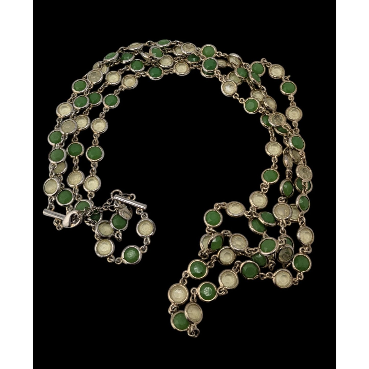 Vintage Talbots Layered Necklace Glass Acrylic Gems Green Yellow Retro