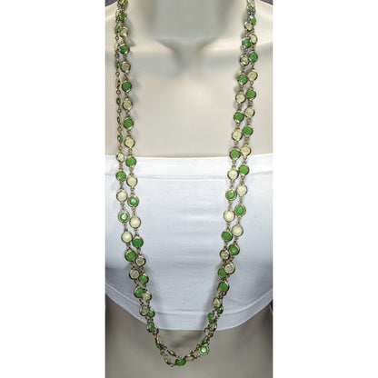 Vintage Talbots Layered Necklace Glass Acrylic Gems Green Yellow Retro