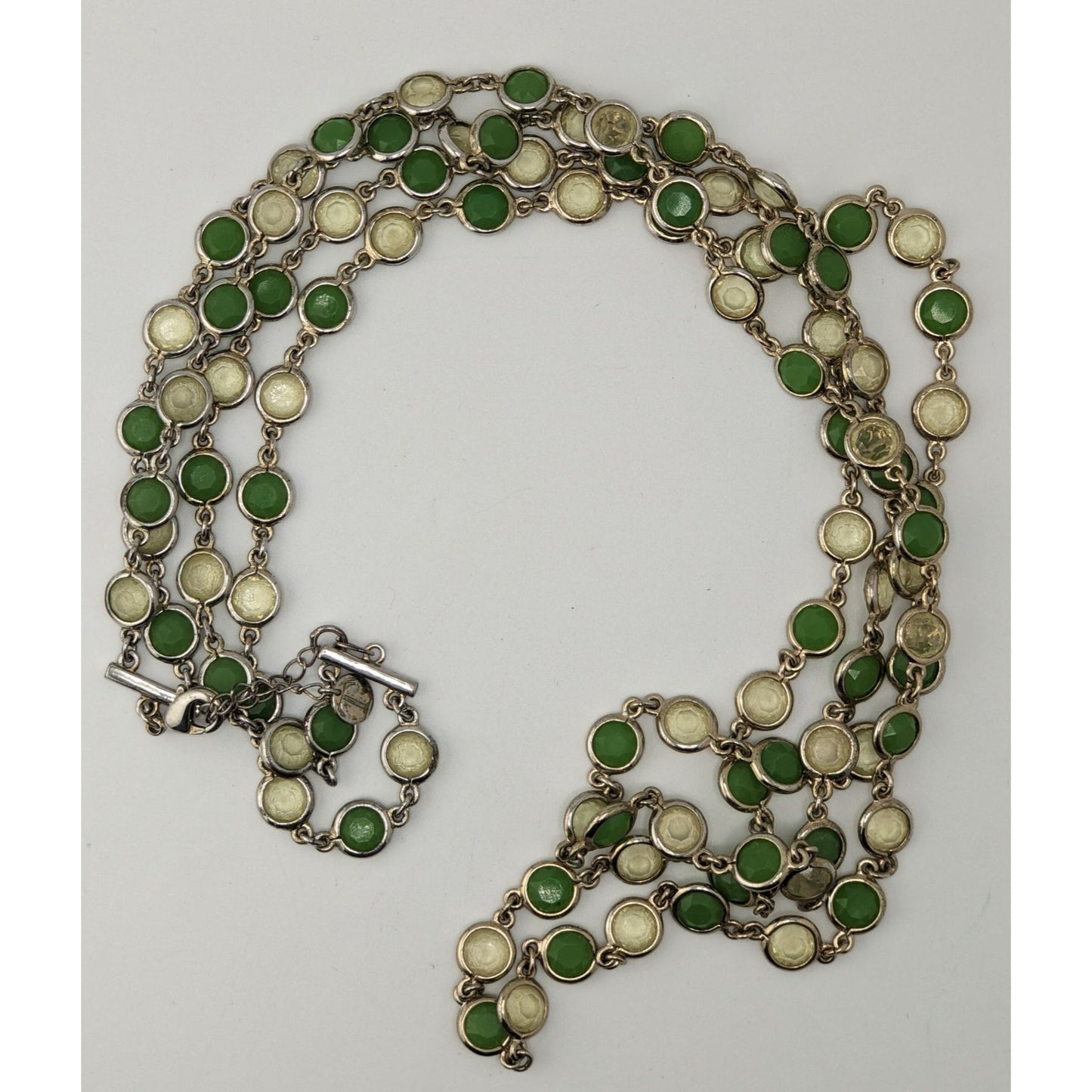 Vintage Talbots Layered Necklace Glass Acrylic Gems Green Yellow Retro