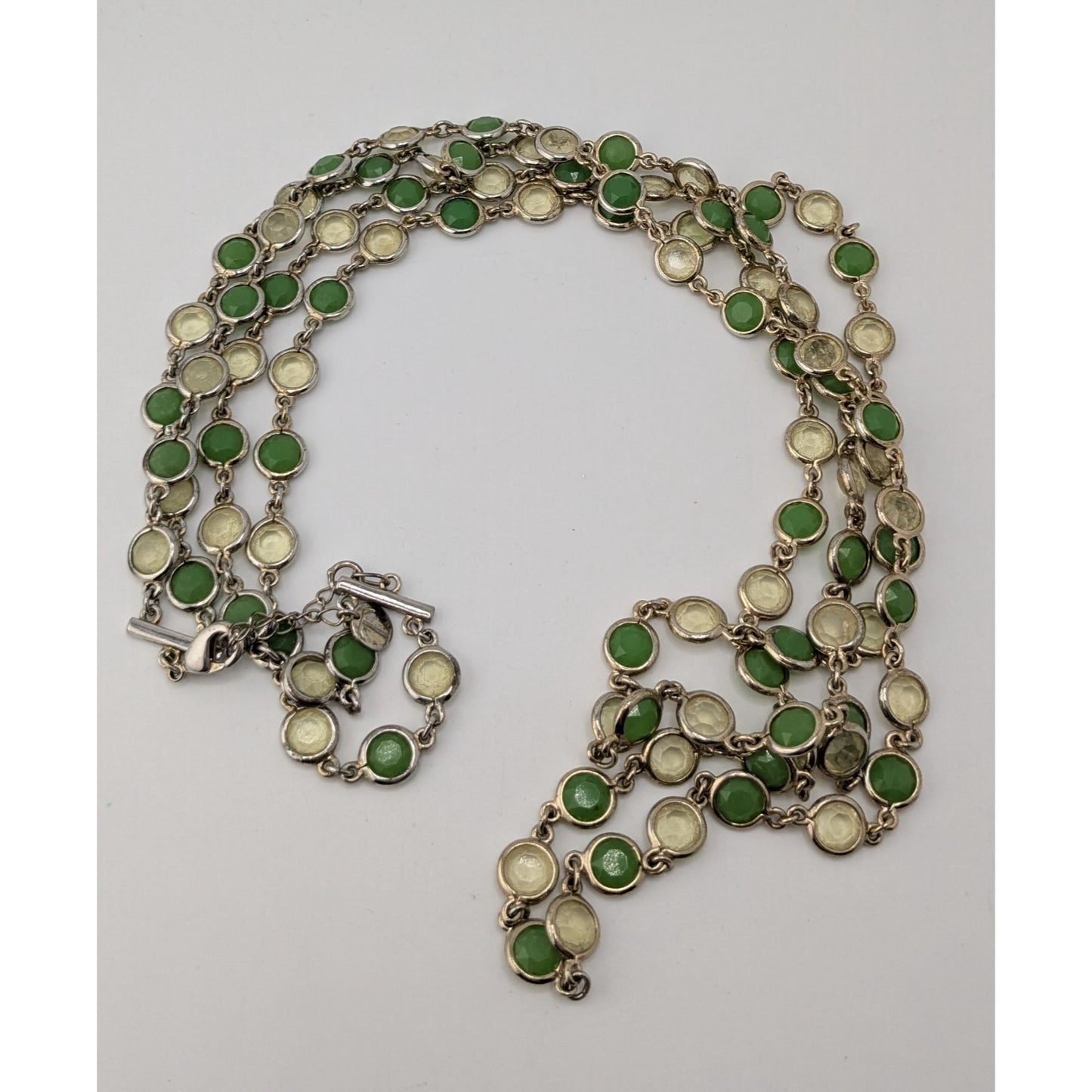 Vintage Talbots Layered Necklace Glass Acrylic Gems Green Yellow Retro