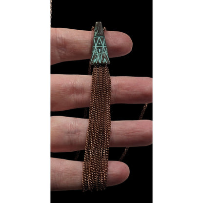 Bohemian Copper Tone Southwestern Patterned Tassel Necklace