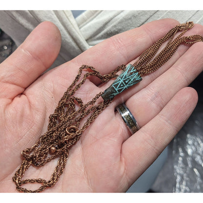 Bohemian Copper Tone Southwestern Patterned Tassel Necklace