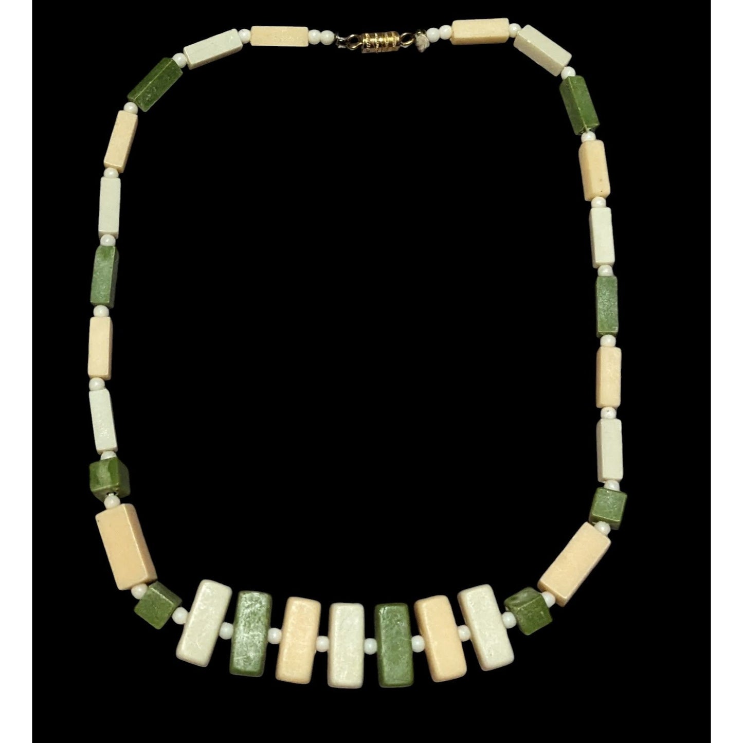 Vintage 1920s Celluloid/Bakelite Green Beaded Necklace