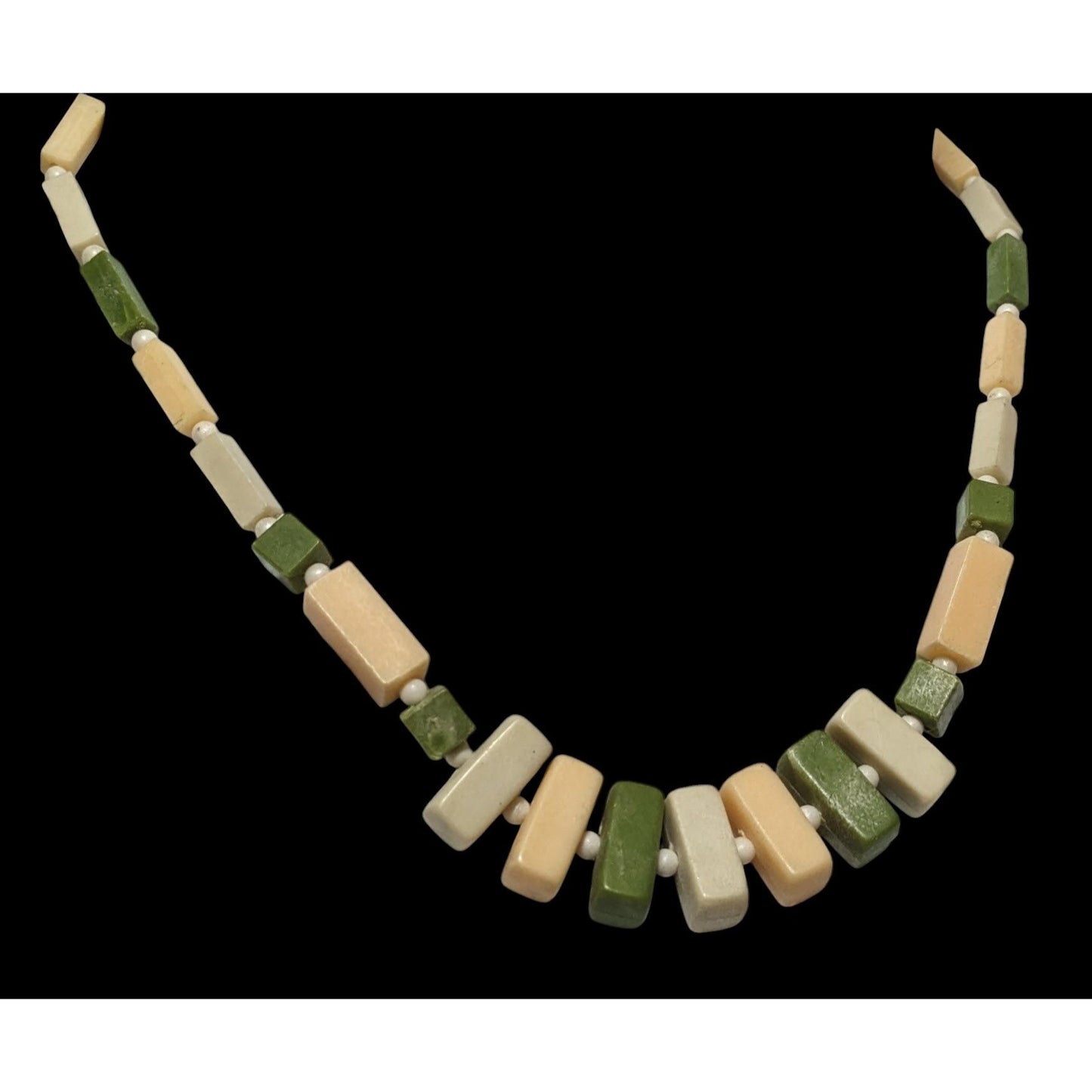 Vintage 1920s Celluloid/Bakelite Green Beaded Necklace