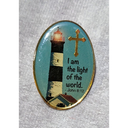 Light House Religious Themed Blue And Gold Lapel Pin