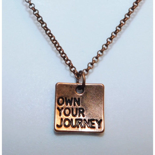 Simple Motivational "Own Your Journey" Copper Tone Necklace