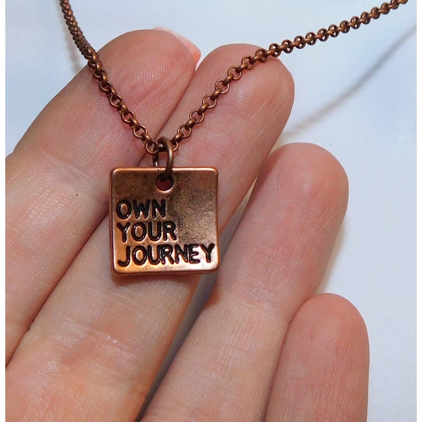 Simple Motivational "Own Your Journey" Copper Tone Necklace