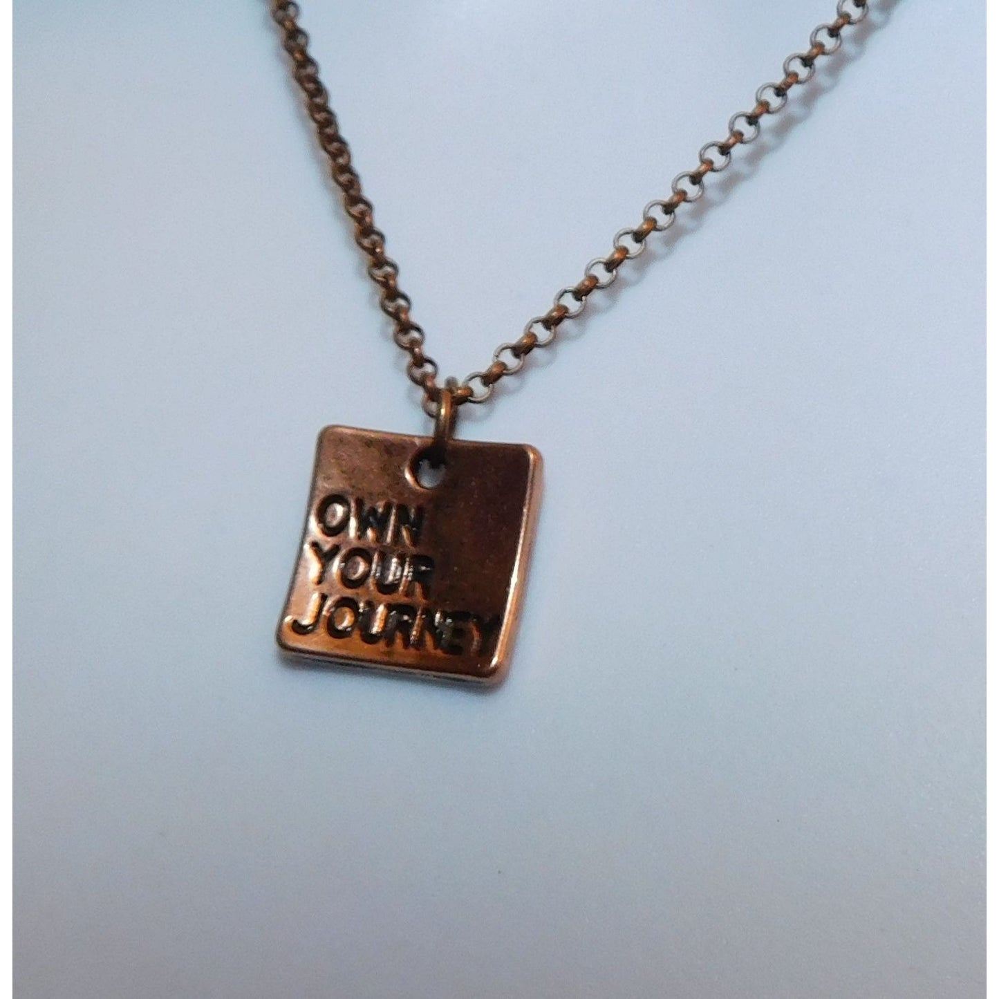 Simple Motivational "Own Your Journey" Copper Tone Necklace
