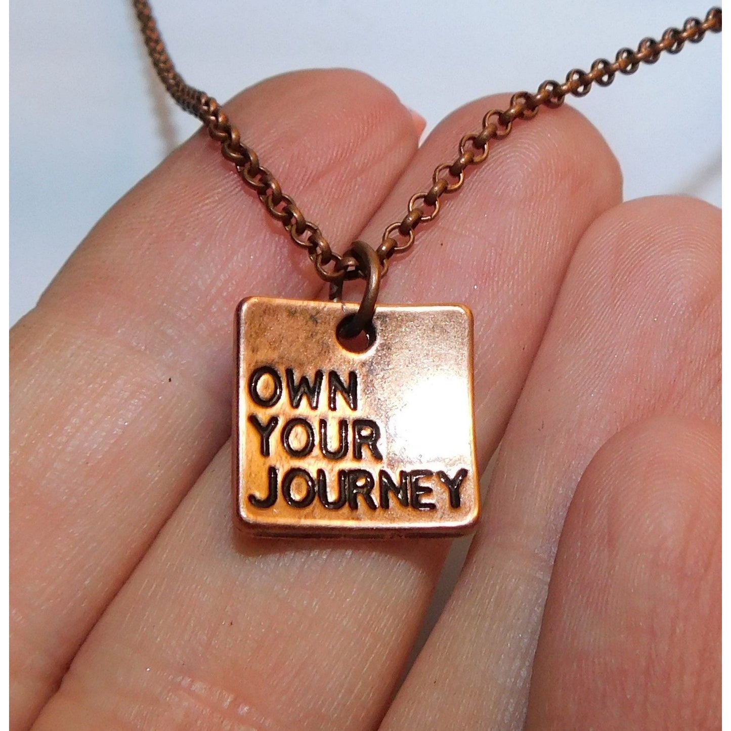 Simple Motivational "Own Your Journey" Copper Tone Necklace