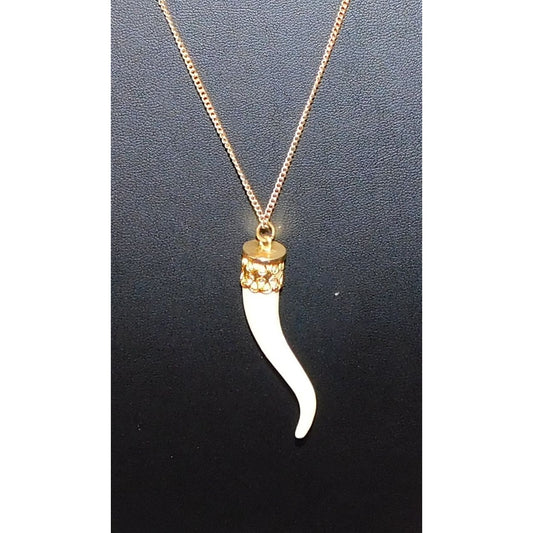 Vintage Carved Faux Tusk Pendant Necklace