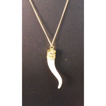 Vintage Carved Faux Tusk Pendant Necklace