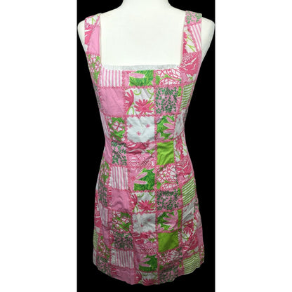 Lily Pulitzer Pink And Green Floral Checker Summer Dress