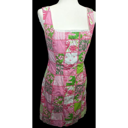 Lily Pulitzer Pink And Green Floral Checker Summer Dress