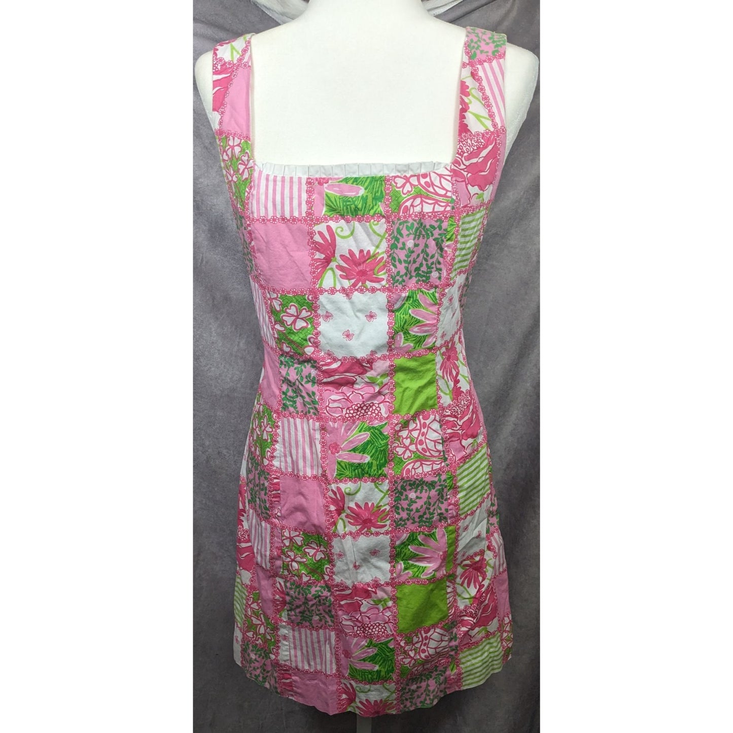 Lily Pulitzer Pink And Green Floral Checker Summer Dress