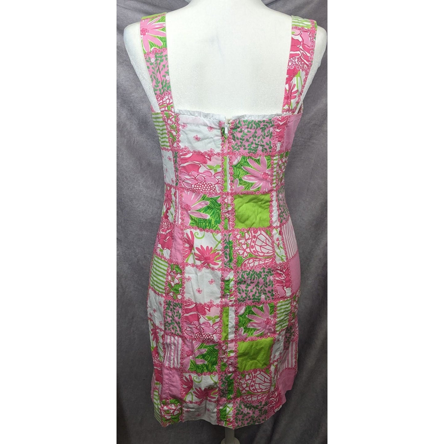 Lily Pulitzer Pink And Green Floral Checker Summer Dress