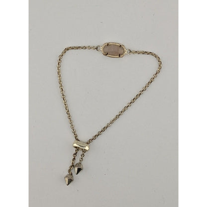Kendra Scott Elaina Rose Quartz 14K Gold-Plated Adjustable Bracelet 8 Inches