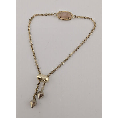 Kendra Scott Elaina Rose Quartz 14K Gold-Plated Adjustable Bracelet 8 Inches
