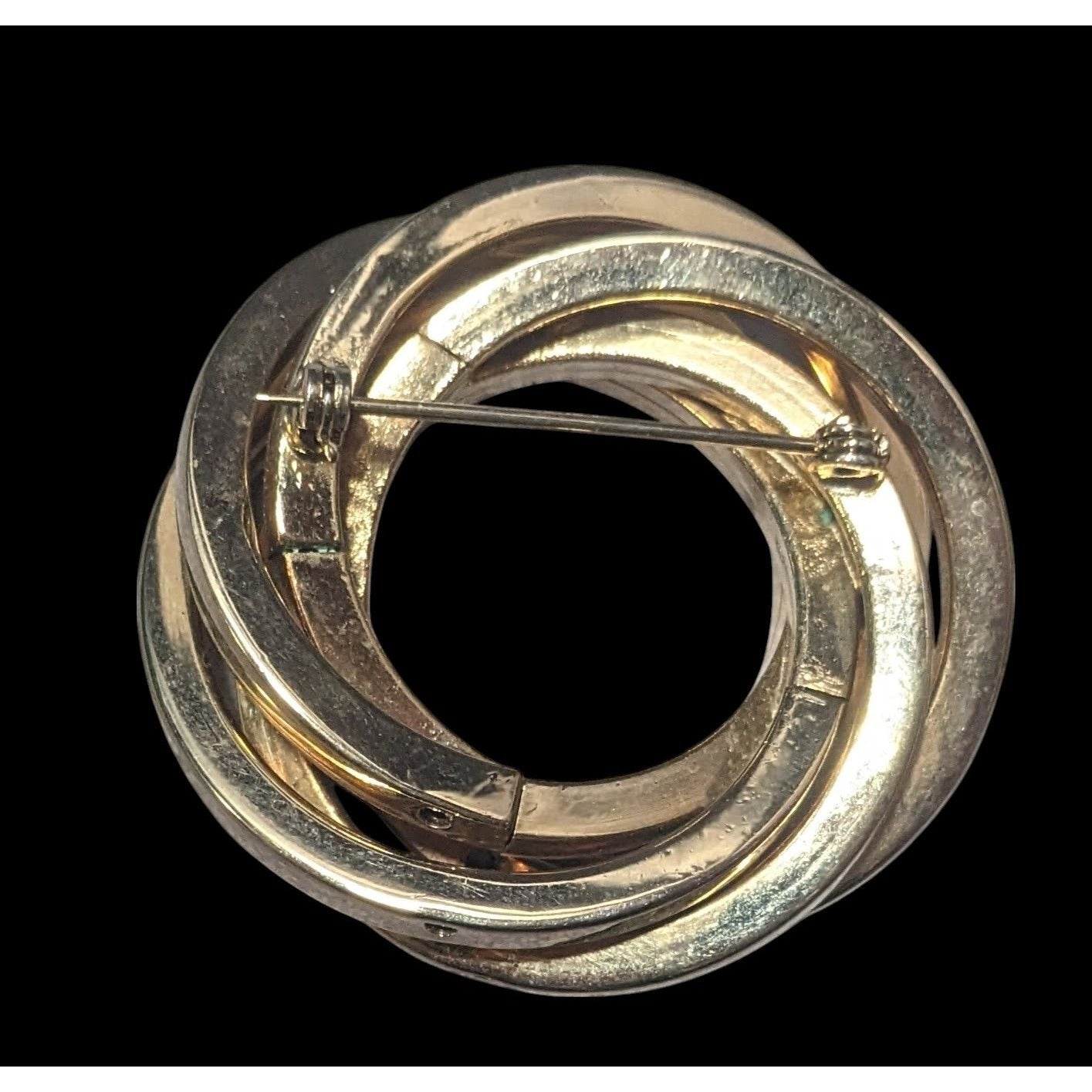 Vintage Square Tube Knot Gold Tone Brooch