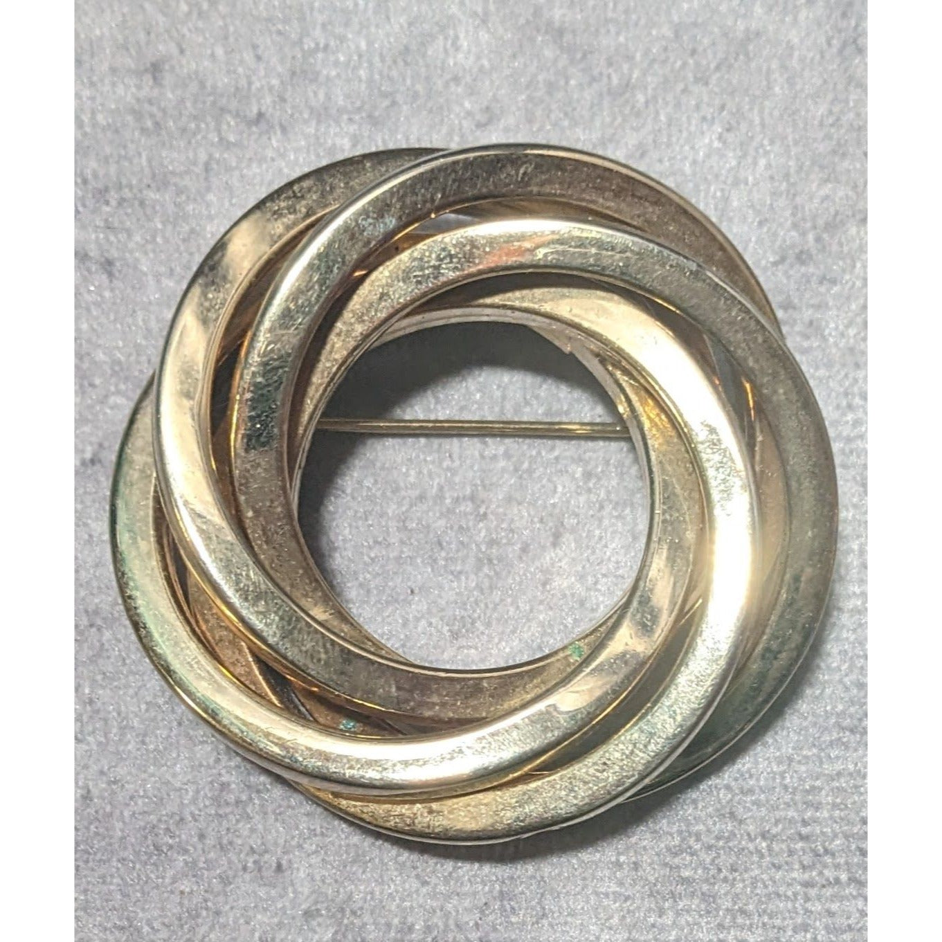 Vintage Square Tube Knot Gold Tone Brooch